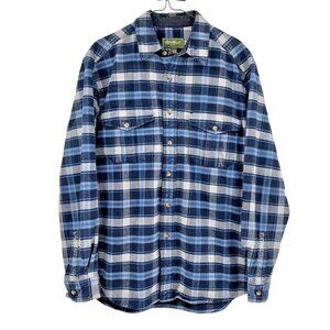 Eddie Bauer Flannel Shirt Men’s M Blue Plaid Cotton Long Sleeve Used